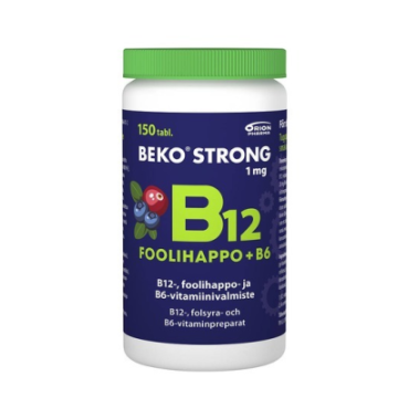 Beko Strong B12+foolihappo+B6 mustikka-karpalo 150 purutabl