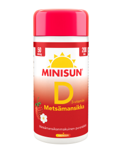 Minisun D-vitamiini Metsämansikka 50 mikrog 200 purutabl